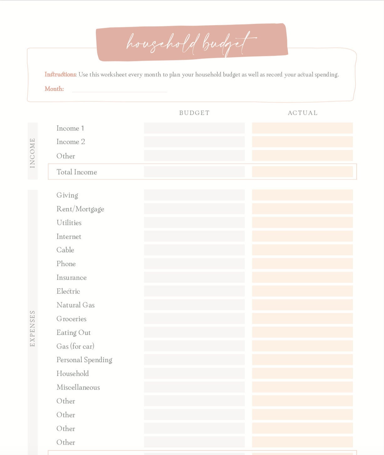 simple budget template