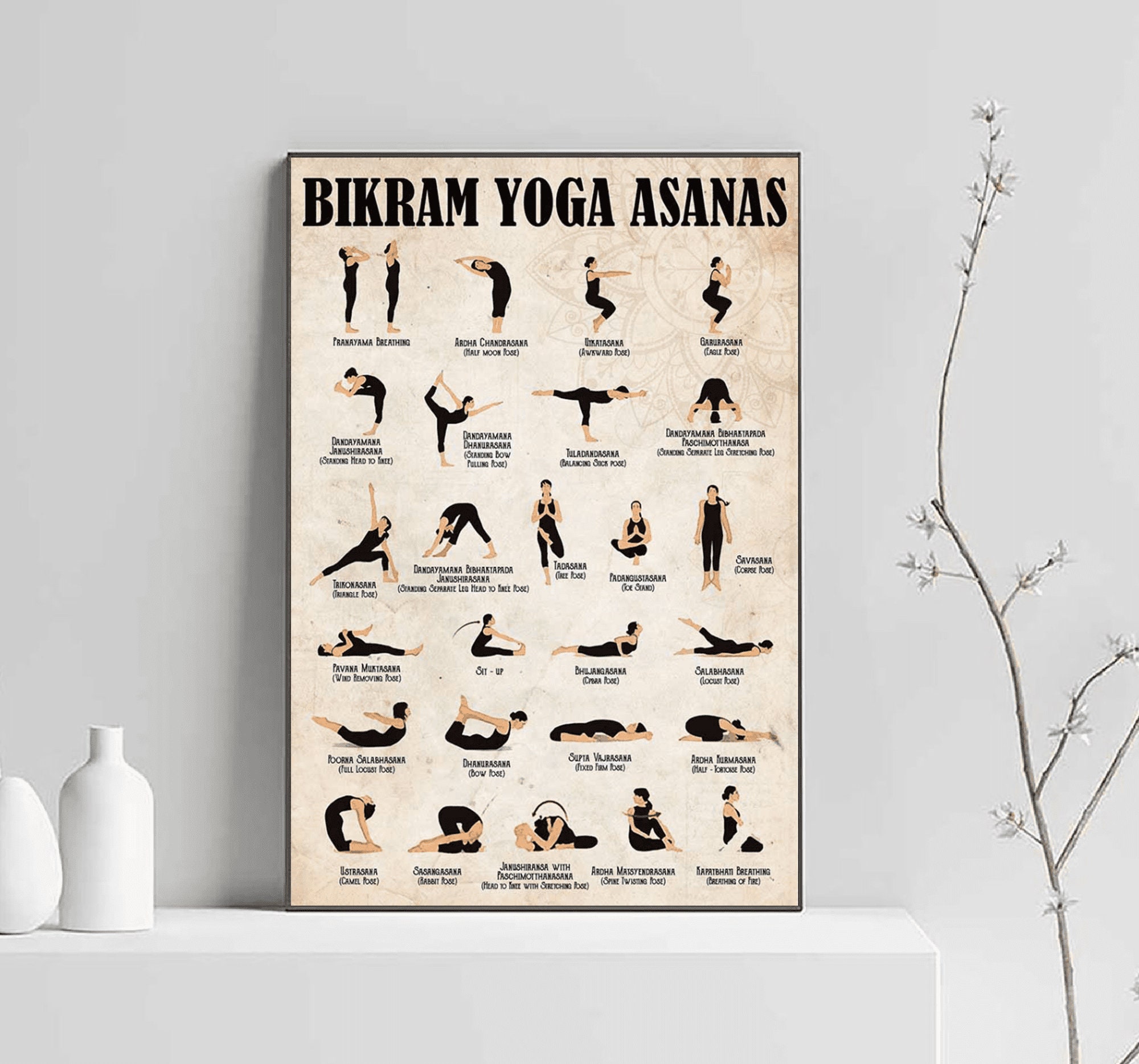 Bikram Yoga Poster, Yoga Wall Decor Poster sold by FloralX, SKU 187893