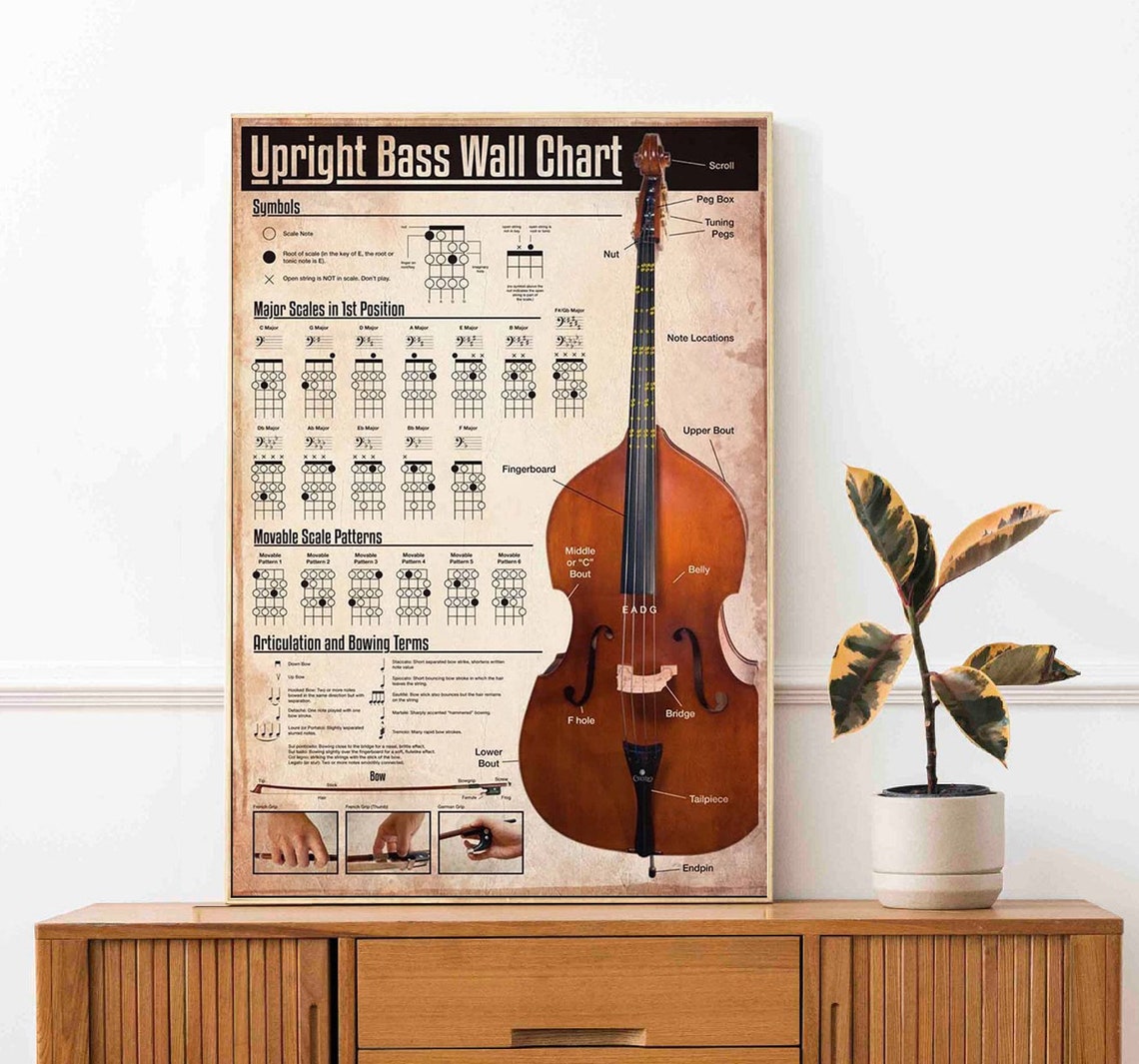 Upright Bass Wall Chart Poster Bass Symbols Poster Movable Etsy