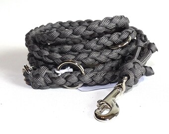 Dog leash Paracord leash for small dogs, round braided, in gray