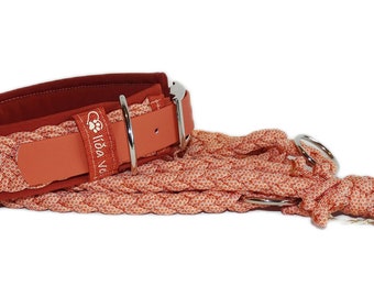 Wide dog collar, paracord collar padded orange adjustable from 36 cm neck circumference