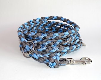 Dog leash Paracord leash for small dogs, round braided, in blue