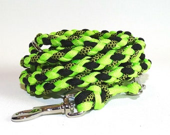 Dog leash paracord leash for small dogs, round braided, in neon green