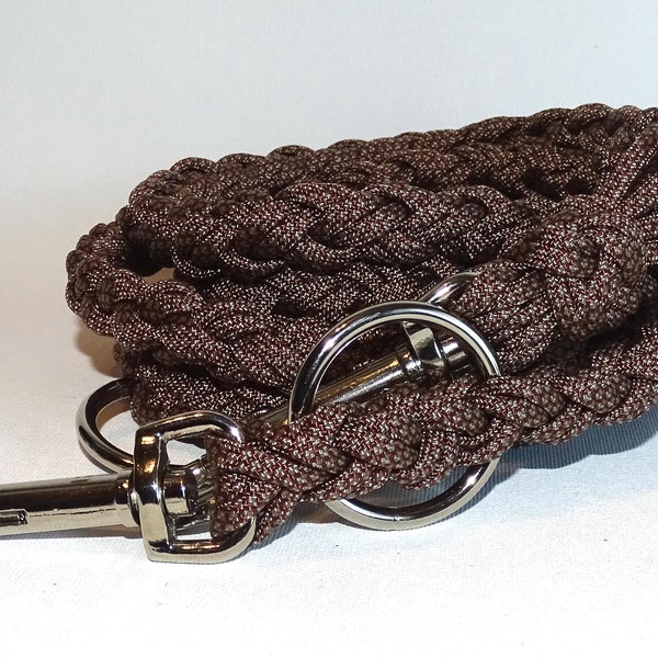Dog leash paracord line braided round, mottled brown 2 meters