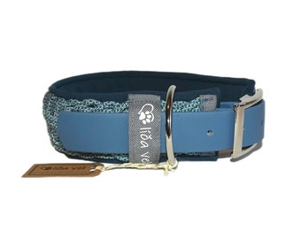 Wide dog collar, padded paracord collar, blue, adjustable from 36 cm neck circumference