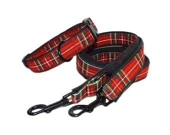 Dog collar Tilda red padded for small to medium dogs, adjustable