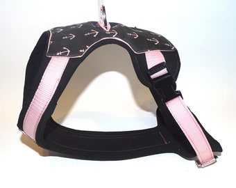 Padded dog harness, handmade Pink Anchor, size M
