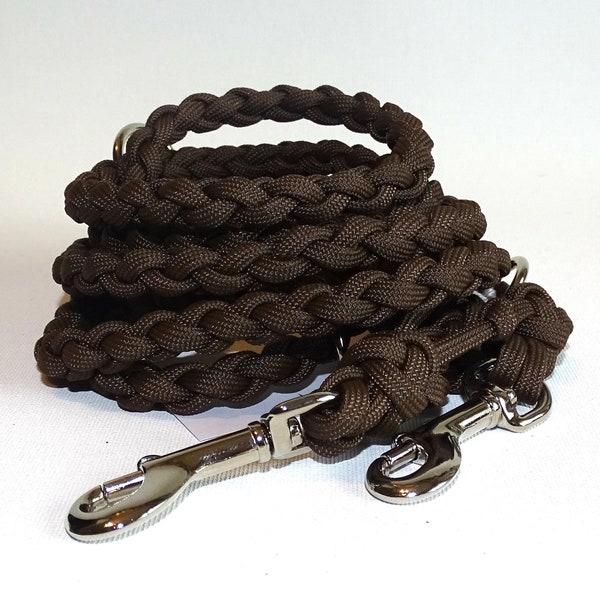 Dog leash Paracord leash for small dogs, round braided, in brown