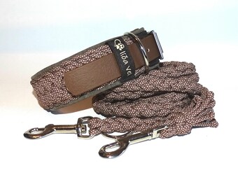 Wide dog collar, padded paracord collar, brown, adjustable from 36 cm neck circumference