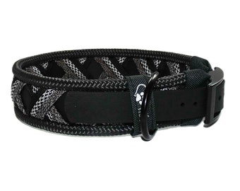 Funny Biothane wide collar black, dog collar 30 mm, paracord collar for small to medium sized dogs