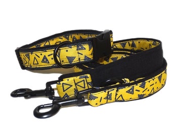 Dog collar Tilda yellow padded for small to medium dogs, adjustable