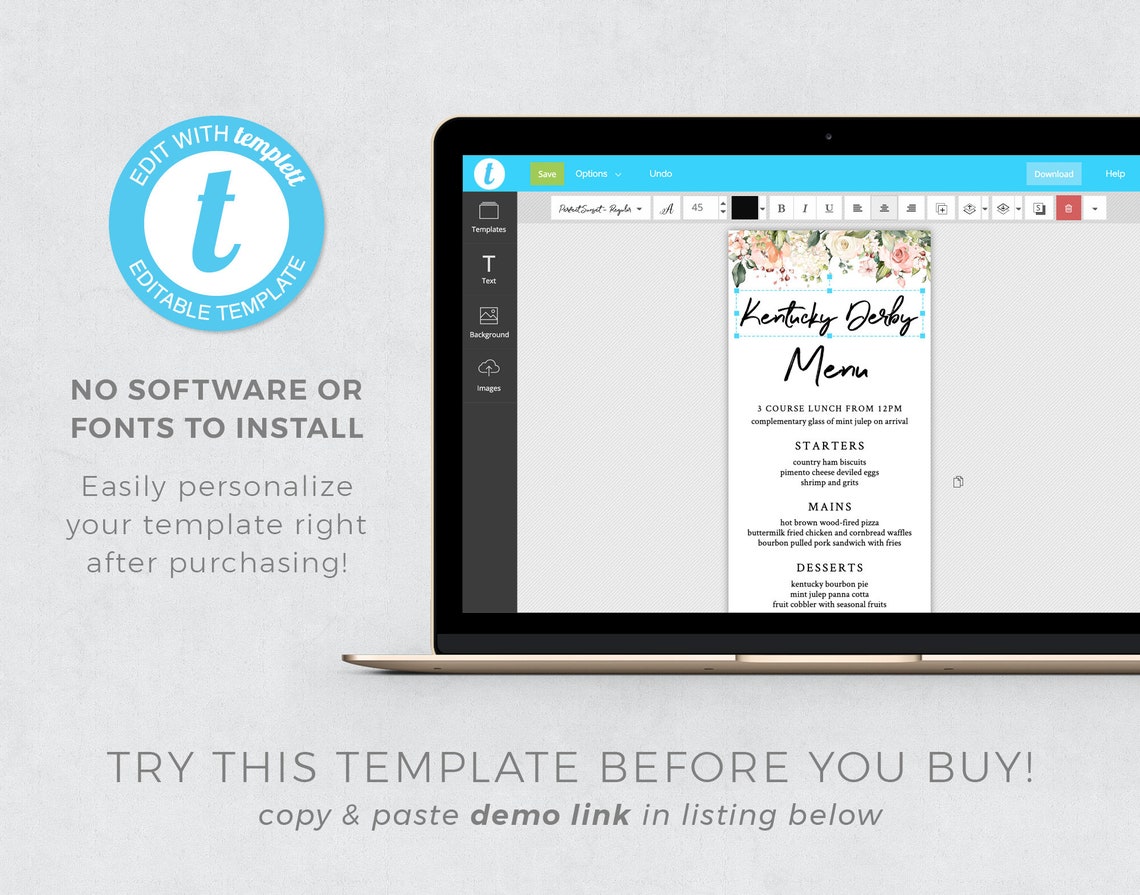 Kentucky Derby Menu Template Derby Lunch Menu Dinner Menu Etsy Australia