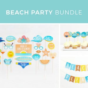 Strandpartydekoration, Strandfotobooth Requisiten, Sommerpartydekoration, Geburtstag am Strand, Strandgeschenk zum Ausdrucken | SOFORTIGER DOWNLOAD