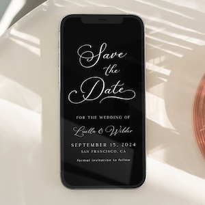 Elegante Save the Date Kartenvorlage, Schwarz und Weiß Save the Date, Minimalistische Save the Date, Kalligraphie, Evite | DIGITALER DOWNLOAD