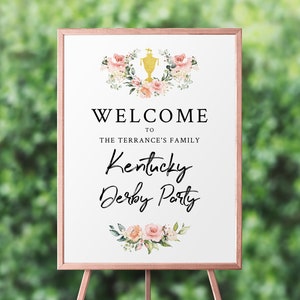 Kentucky Derby Party Welcome Sign Template, Derby Welcome Sign, Derby Bridal Shower, Pink Derby Party Decorations | INSTANT DOWNLOAD