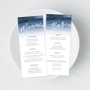 Beach Wedding Menu Template, Beach Wedding Bar Menu, Drink Menu, Signature Cocktails Sign, Drinks Sign, Blue Wedding Menu | INSTANT DOWNLOAD