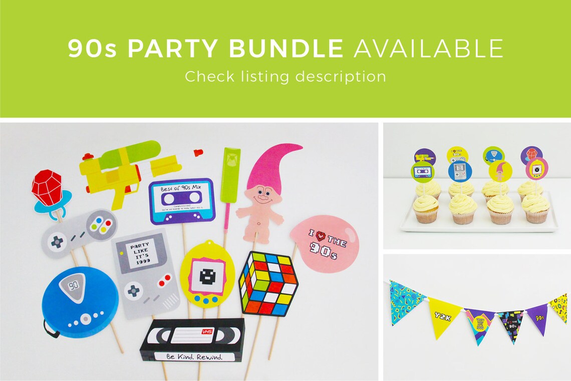 90s Photo Booth Props Printable 90s props 90s decorations | Etsy