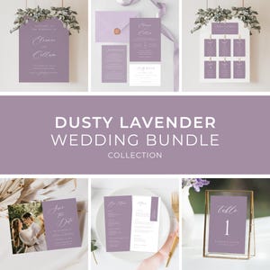 Lavender Wedding Bundle Template, BONUS Templates, Purple Wedding Bundle, Lilac Wedding Bundle, Minimalist Wedding Bundle | INSTANT DOWNLOAD