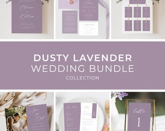 Lavender Wedding Bundle Template, BONUS Templates, Purple Wedding Bundle, Lilac Wedding Bundle, Minimalist Wedding Bundle | INSTANT DOWNLOAD
