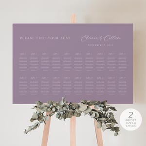 Lavender Wedding Seating Chart Template, Purple Wedding Seating Chart, Lilac Wedding Seating Chart, Wedding Seating Plan | INSTANT DOWNLOAD