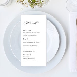 Minimalist Menu Template, Custom Menu Template, Personalized Menu, Dinner Menu, Lunch Menu, Elegant Menu, Editable | INSTANT DOWNLOAD