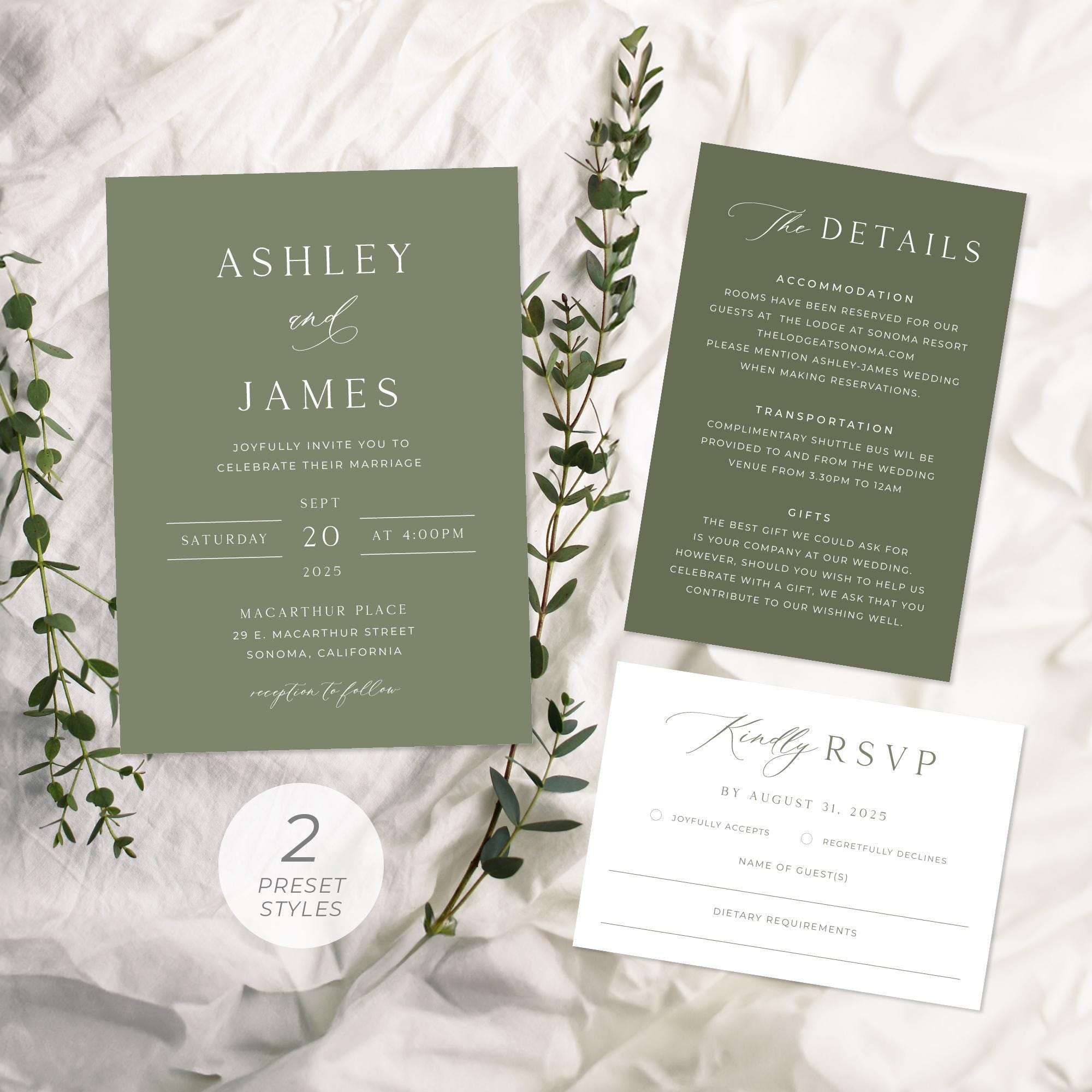 Elegante plantilla de invitación de boda verde oliva, invitación de boda  minimalista, invitación de boda verde bosque / DESCARGA DIGITAL - Etsy  México, image size:2000x2000