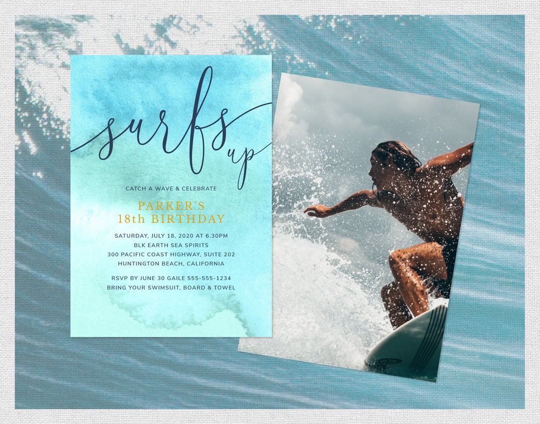 Surf Birthday Party Invitation Template Surf Party Surfs Up - Etsy ...