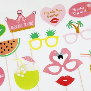 Tropical Bridal Shower Photo Booth Props, Tropical Bachelorette Party ...