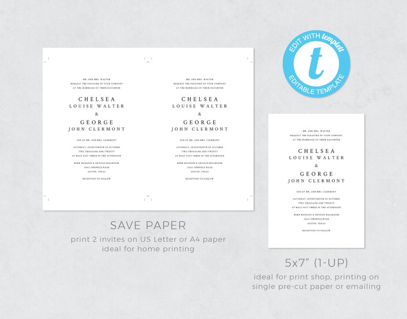 Elegant Diy Editable Minimalist Details Rsvp Printable Template Custom Classic Wedding Invitation Instant Download Wishing Well Invitations Paper Party Supplies Timeglobaltech Com
