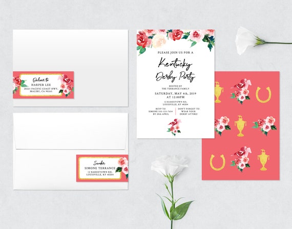 Kentucky Derby Invitation Template Run For The Roses Bridal Etsy