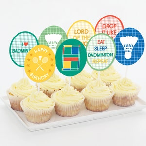 Badminton Party Cupcake Toppers, Birthday Cake Toppers, Badminton Lover Gift, Funny Quotes, Printable | INSTANT DOWNLOAD