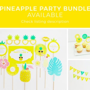 Pineapple Photo Booth Props, Pineapple Party Decorations, Tropical Props, Yellow, Printable INSTANT DOWNLOAD image 8