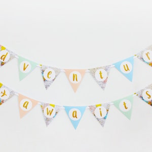 Adventure Awaits, Travel Banner, Travel Bunting, Atlas, World, Map, Travel Party Decorations, DIY,  Printable | INSTANT DOWNLOAD