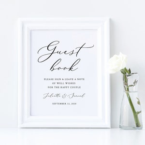 Minimalist Guest Book Sign Template, Wedding Guestbook Sign, Custom Guest book Sign, Modern Guest Book Sign, Editable | INSTANT DOWNLOAD