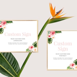 Custom Wedding Sign Template, Tropical Wedding Sign, Beach Wedding Sign, Tropical Engagement Sign, Hawaiian Wedding Sign | INSTANT DOWNLOAD