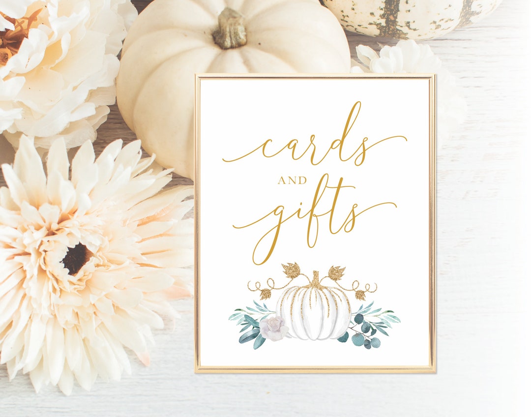 Fall Cards and Gifts Sign Template, Pumpkin Wedding Sign, Fall Wedding ...