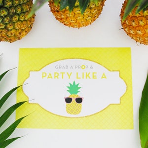 Pineapple Photo Booth Props, Pineapple Party Decorations, Tropical Props, Yellow, Printable INSTANT DOWNLOAD image 5
