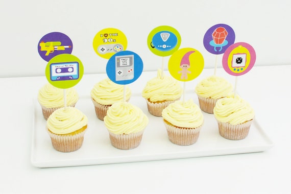 90s Cupcake Toppers 90s Cake Topper 90s Party Decorations Etsy