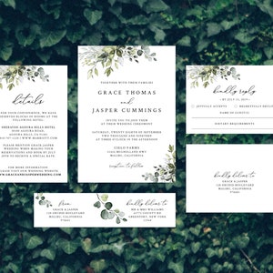 Sjabloon rustieke bruiloft uitnodiging, groen huwelijksuitnodiging, rustieke bruiloft uitnodiging, tuin huwelijksuitnodiging | DIRECT DOWNLOADEN