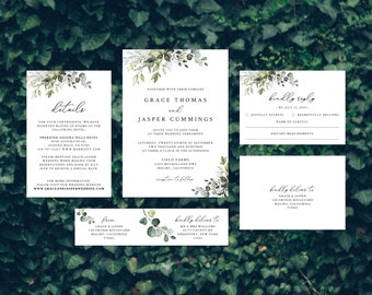 Rustic Wedding Invitation Template, Greenery Wedding Invitation, Rustic Wedding Invite, Garden Wedding Invitation | INSTANT DOWNLOAD