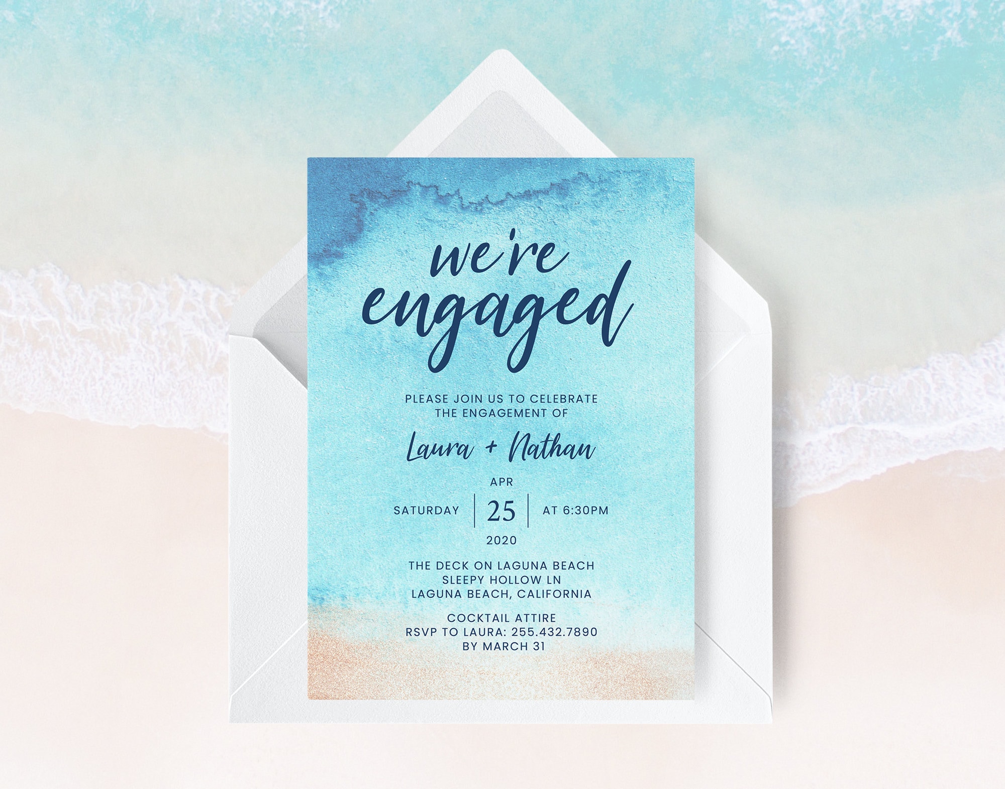 Beach Engagement Party Invitation Template Engagement Etsy India