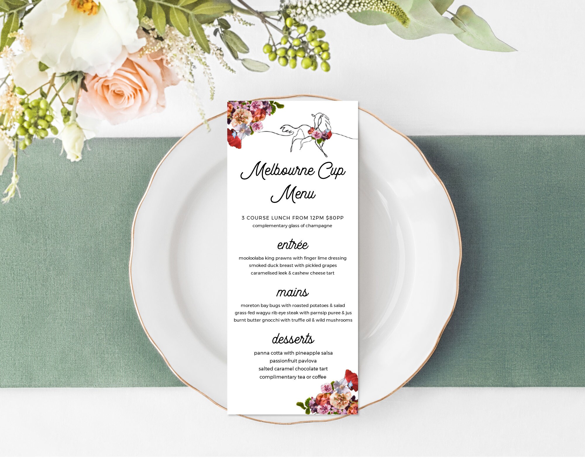 Melbourne Cup Menu Template Melbourne Cup Luncheon Menu Etsy Australia