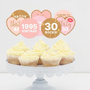 30th Cupcake Toppers, Printable, 1995, Thirty Birthday Cake Toppers ...
