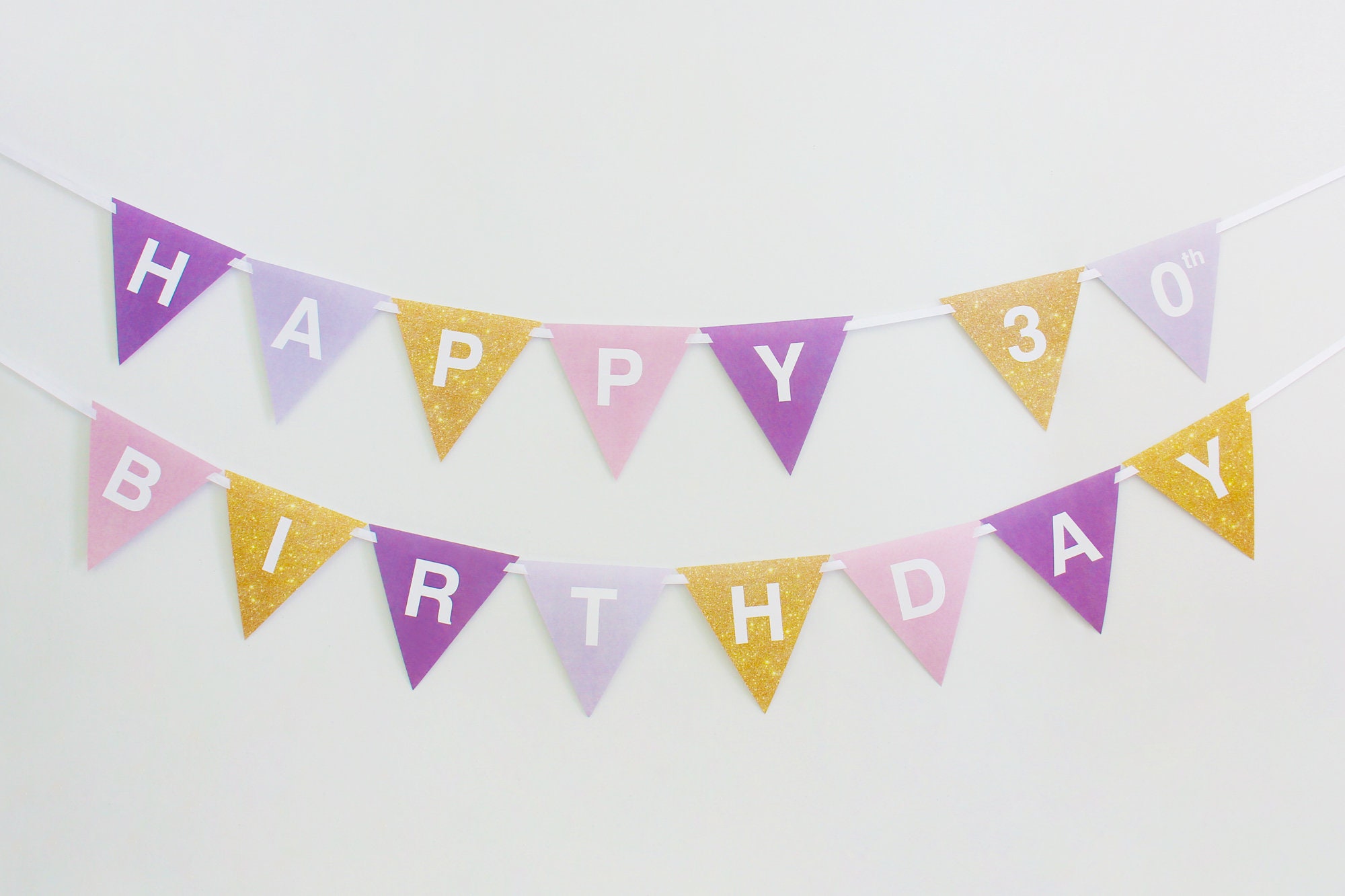 30th Banner 30th Birthday Bunting 30th Decorations Purple Etsy