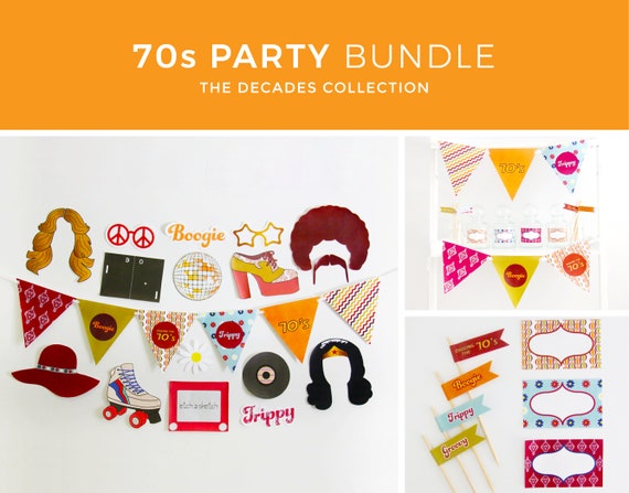 70s Party Decorations 70s Photo Booth Props Banner Cupcake - Etsy
