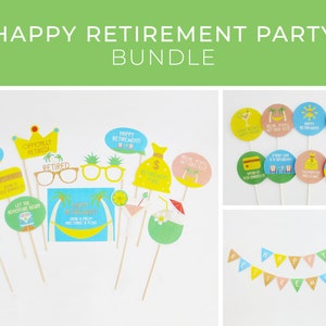 Happy Ruhestand Banner, Ruhestand Party Dekorationen, Ruhestand Photo Booth Requisiten Party Printable | SOFORTIGER DOWNLOAD