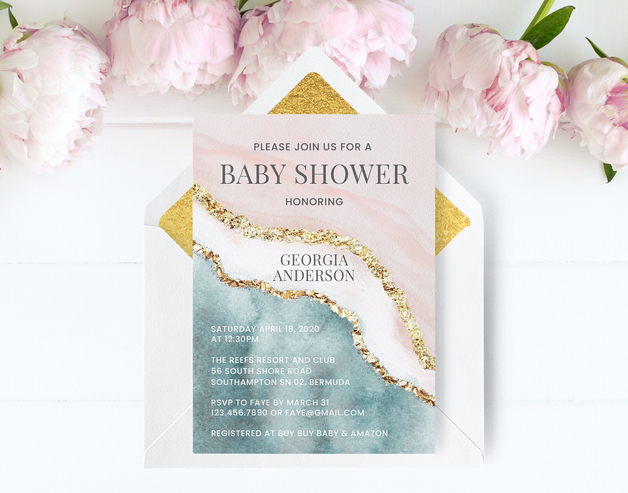 Gender Reveal Baby Shower Invitation Template Gender Neutral Etsy