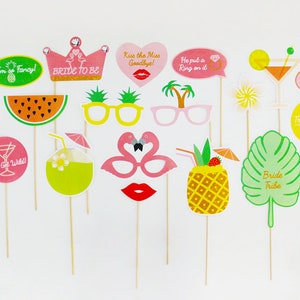 Tropical Bridal Shower Photo Booth Props, Tropical Bachelorette Party ...