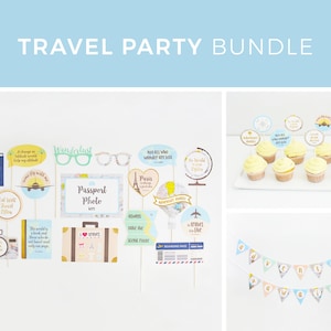 Travel Party Decorations, Travel Photo Booth Props Printable, Travel Banner, Atlas, Map, Travel Birthday, Farewell, Graduation | INSTANT DOW