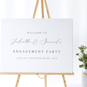 Engagement Welcome Sign Template, Engagement Party Welcome Sign, Minimalist Engagement, Modern Engagement, Calligraphy | INSTANT DOWNLOAD